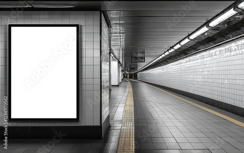 Minimalistic subway advertising board; clean vertical OOH 6-sheet digital display