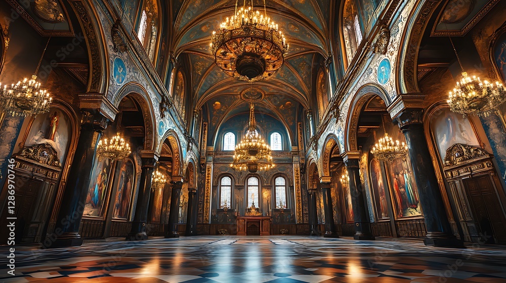 Obraz premium magnificent interior of archbishops palace hall opulence