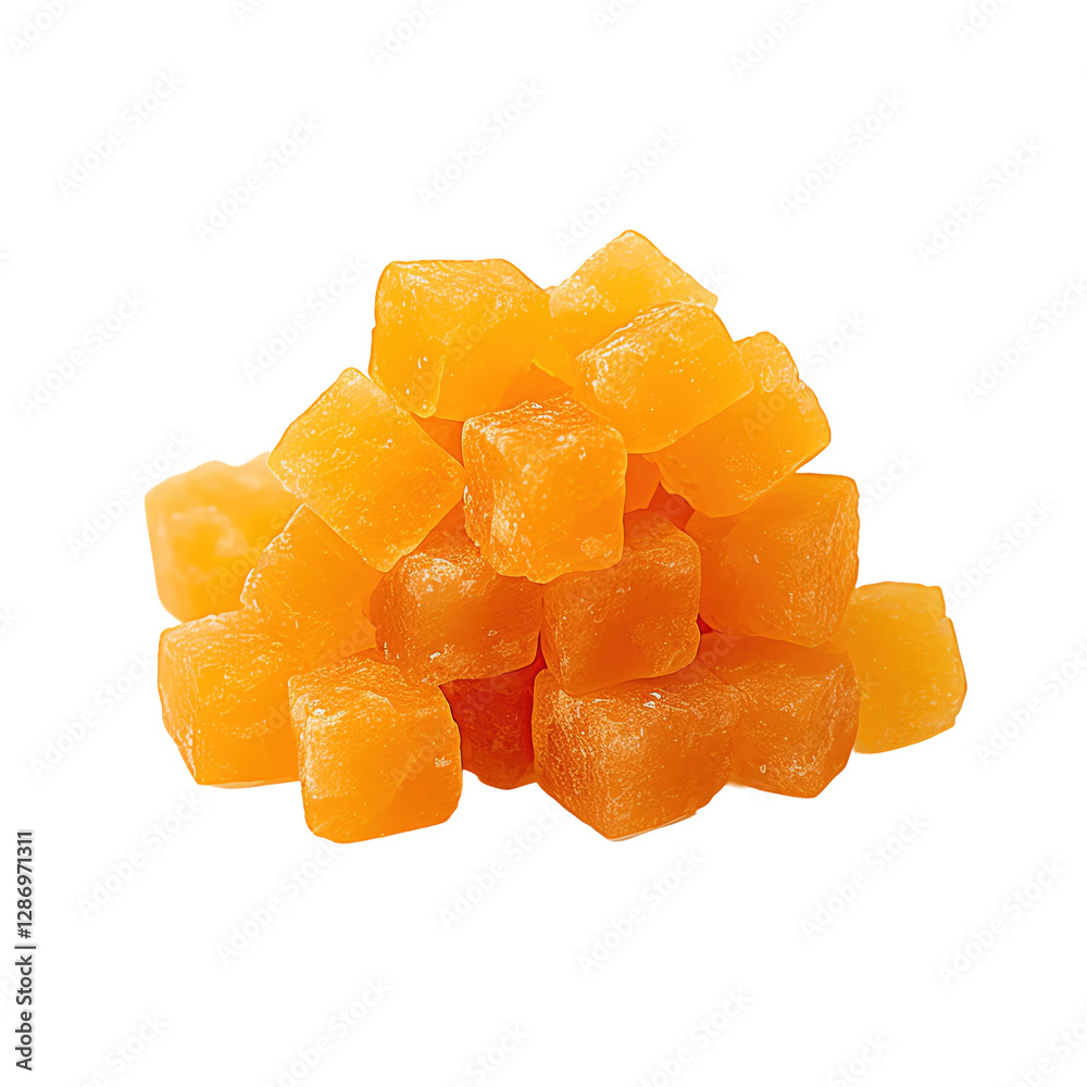 Isolated Dried Mango Pieces Isolated Dried Mango Pieces