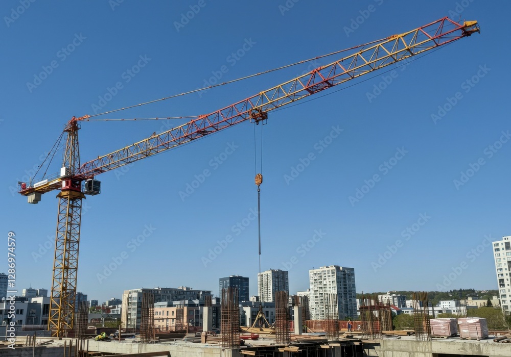 A construction crane in action, highlighting the engineering marvels of modern cities.