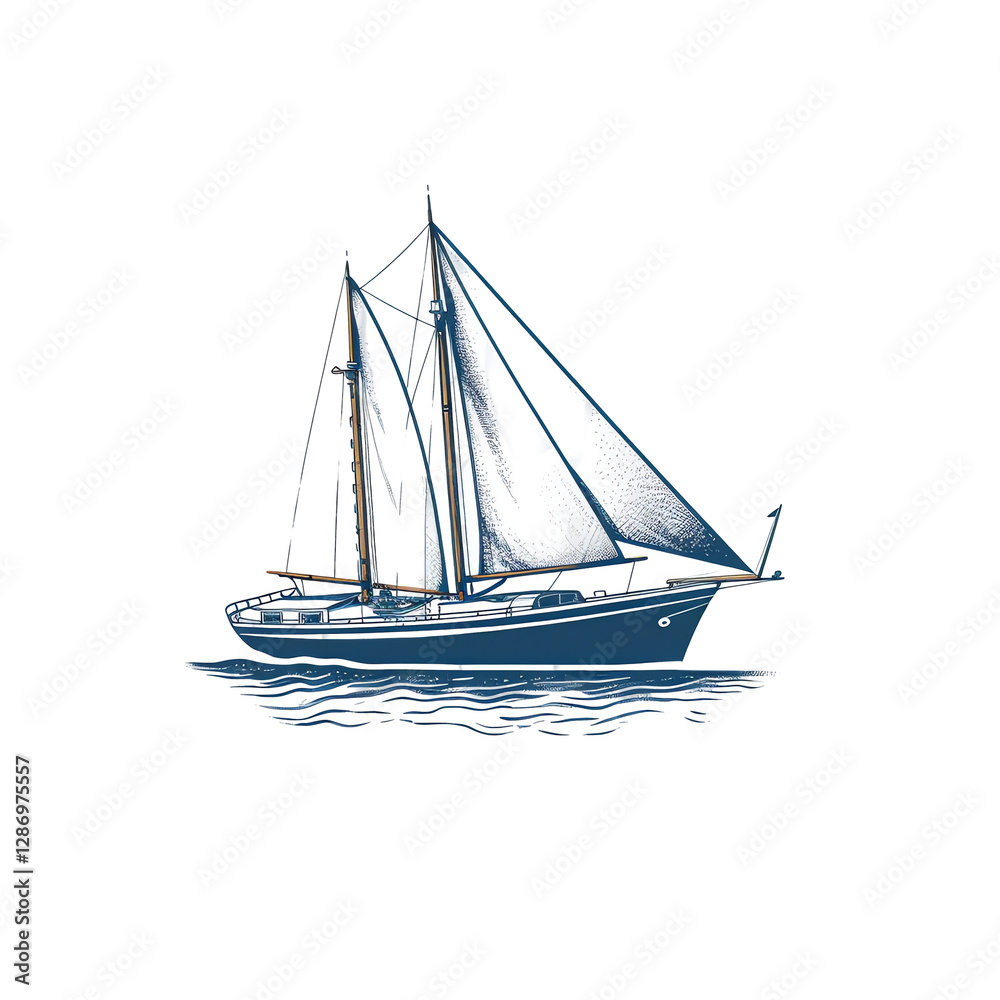 Isolated Sailboat on the Water Isolated Sailboat on the Water
