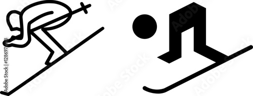 Skier, Skiing Icon, Winter Sports, Alpine Skier, Downhill, Snow Activities, Ski Icon, Nordic Skiing, Snowboarder, Winter Recreation, Slope, Ski Gear, Ski Equipment, Sports Pictogram, Ski Race