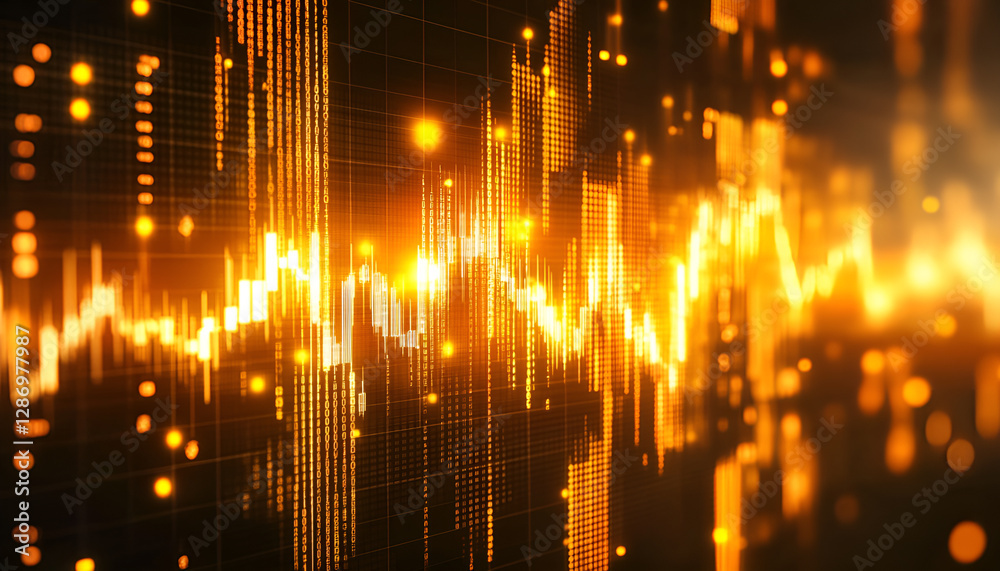 Fototapeta premium Forex gold trading background with glowing graph