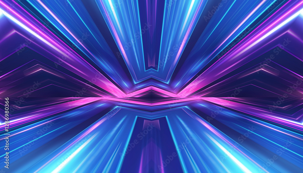 Obraz premium Abstract neon background light, futuristic space portal, studio scene.
