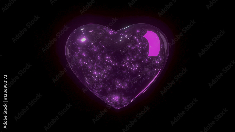 Heart shape glow effect for valentine design. Vibrant purple heart glow effect with light sparkle and highlights. Heart shape glow effect for valentine design. Vibrant purple heart glow effect with light sparkle and highlights.