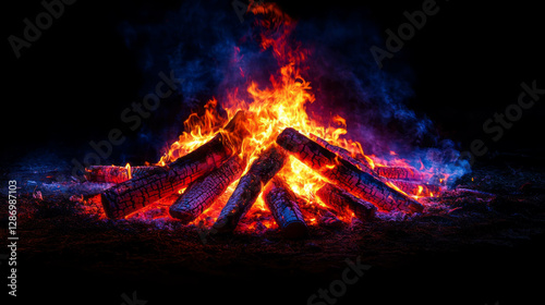 Intense fire background with vibrant heat haze effect for dynamic design photo