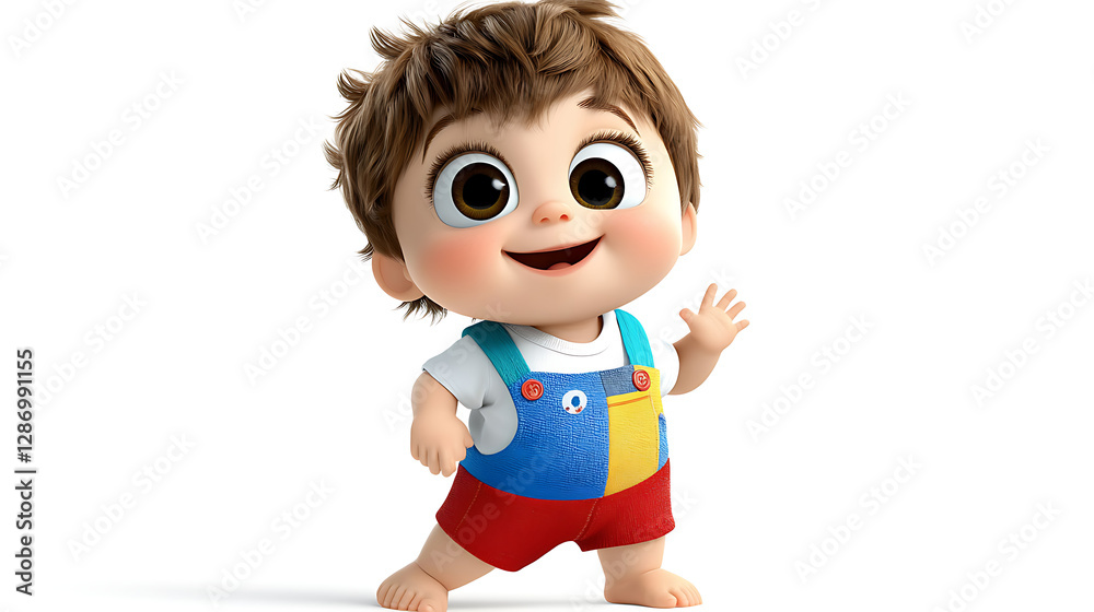 A cartoon baby is smiling and waving. generated using AI A cartoon baby is smiling and waving. generated using AI