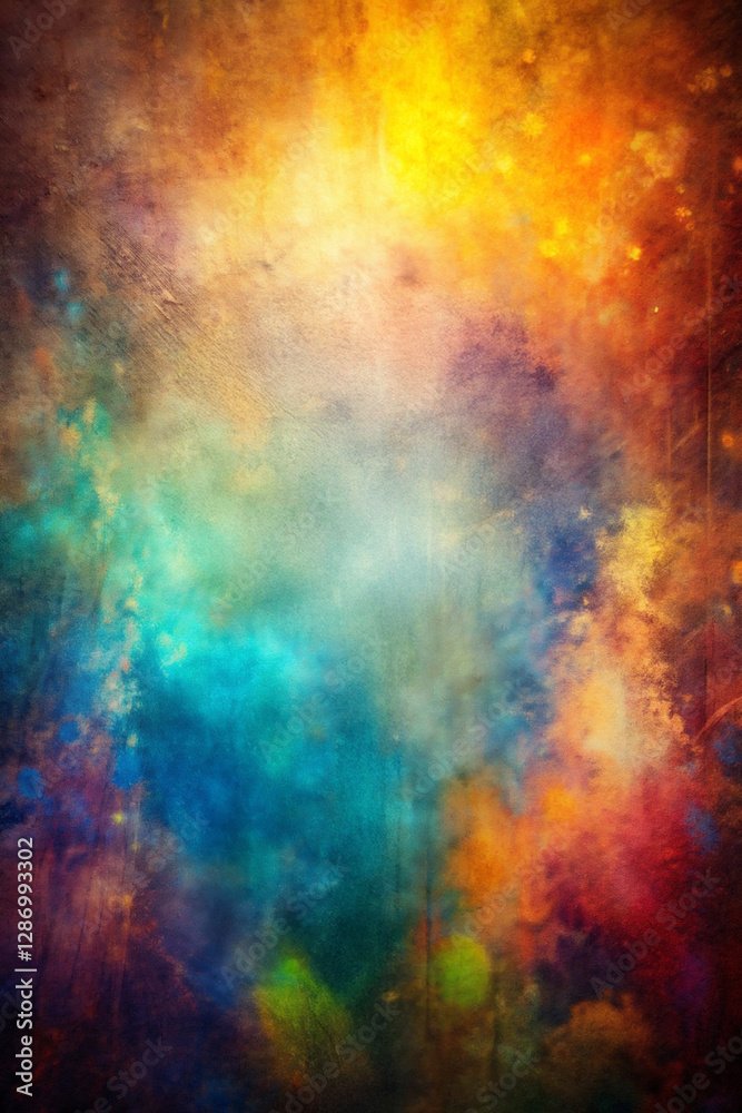 A vibrant explosion of colors fills the scene, blending rich hues of blue, orange, and yellow A vibrant explosion of colors fills the scene, blending rich hues of blue, orange, and yellow