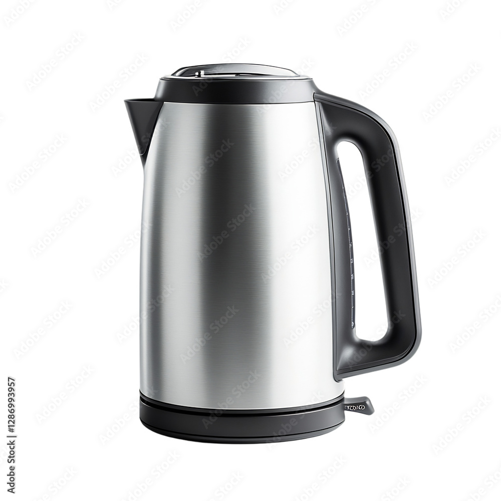 High Tech Electric Kettle with Sleek Design and Black Handle Isolated on Transparent Background High Tech Electric Kettle with Sleek Design and Black Handle Isolated on Transparent Background