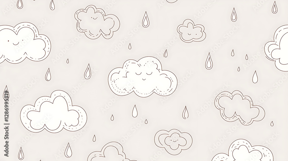 A white background with clouds and raindrops. generated using AI A white background with clouds and raindrops. generated using AI