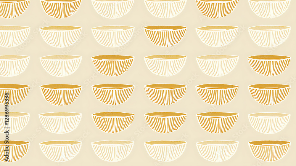 A pattern of bowls in various sizes and shapes are arranged in a row. generated using AI A pattern of bowls in various sizes and shapes are arranged in a row. generated using AI