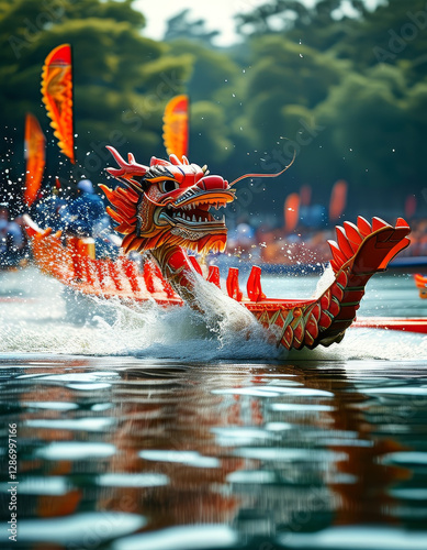 Dragonboat festival concept, Dragon Boat Energy, podium background, dragon boat race, Duanwu, Chinese tradition