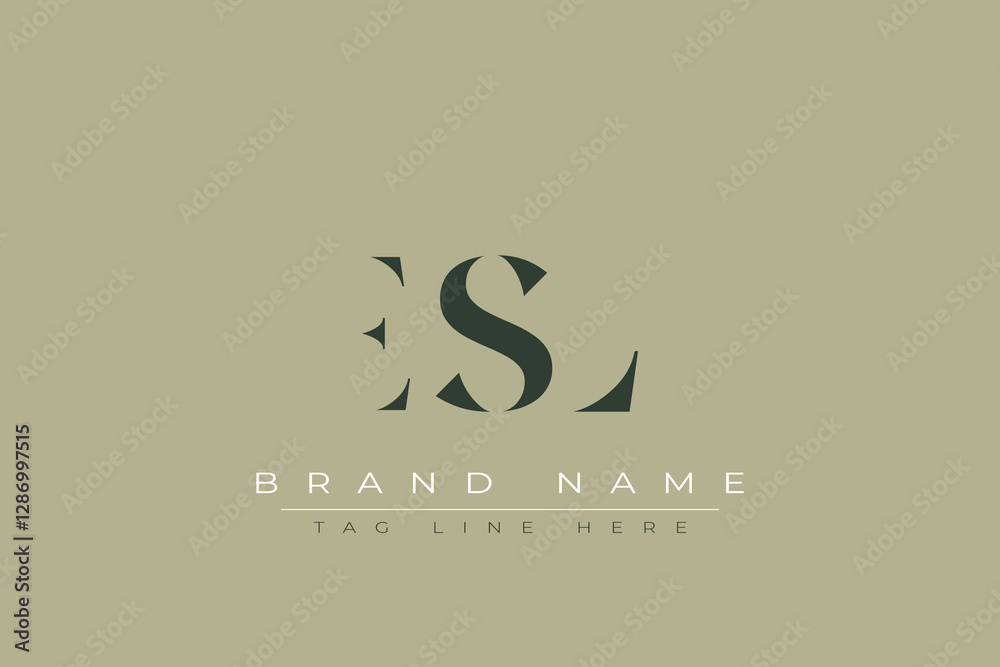 Fototapeta premium ESL abstract letter logo design. This logo is designed by three abstract letters.