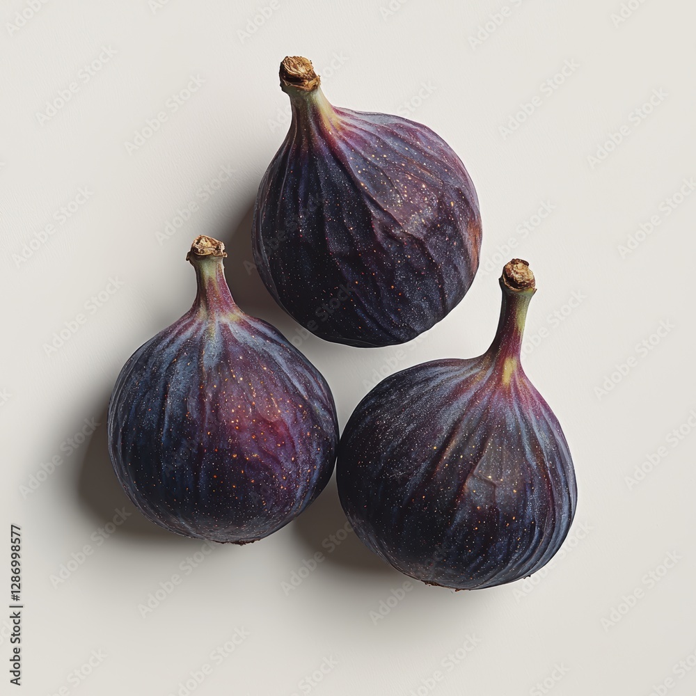 Obraz premium Ripe figs with a deep purple skin and soft red interior isolated on white
