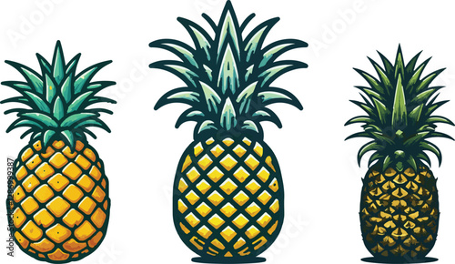 Pineapple vector art illustration. Pineapple vector icon.