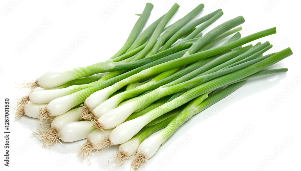 Lots of fresh green onions isolated on white Lots of fresh green onions isolated on white