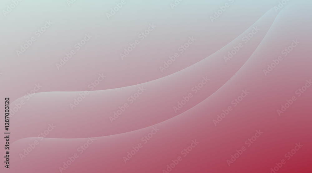 Fototapeta premium A soft gradient background transitions from pale light blue at the top to pink and red at the bottom. Thin, curved white lines flow diagonally across this color gradient.
