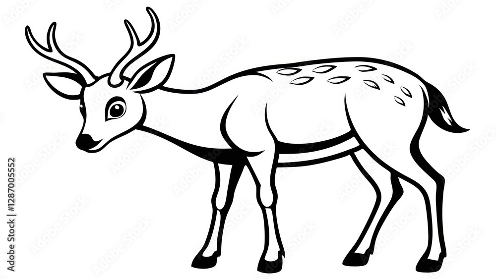 Fototapeta premium Charming Cartoon Illustration of a Spotted Deer on White Background