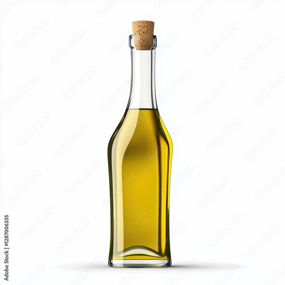 Bottle of olive oil with a cork stopper isolated on white background Bottle of olive oil with a cork stopper isolated on white background