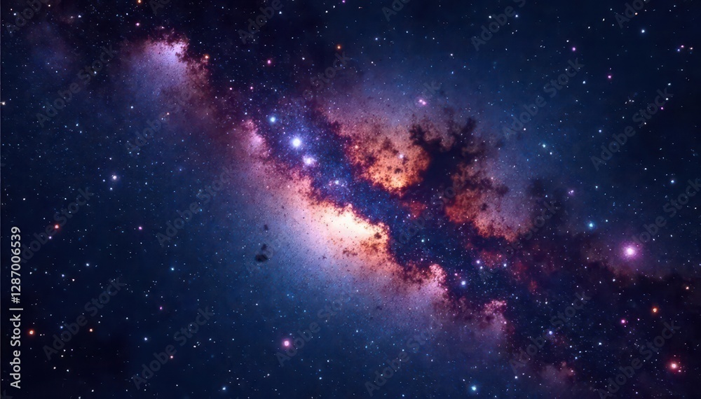 Naklejka premium Dark bands of stars and gas in the Sagittarius region of Milky Way, stars, star clusters, galaxies