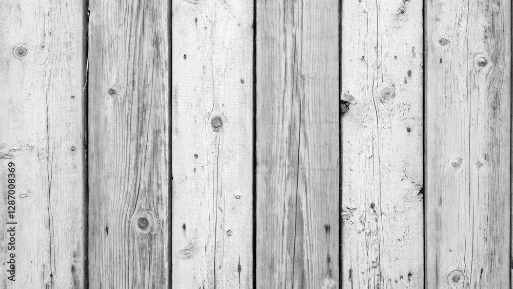 Fototapeta premium a close-up view of weathered wooden planks, creating a rustic backdrop with a monochromatic aesthetic. The planks showcase the natural grain and texture of the wood.