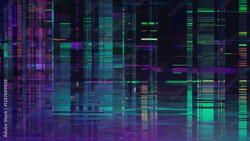 Abstract glitch texture with chaotic digital noise, torn pixels, bright neon colors Abstract glitch texture with chaotic digital noise, torn pixels, bright neon colors