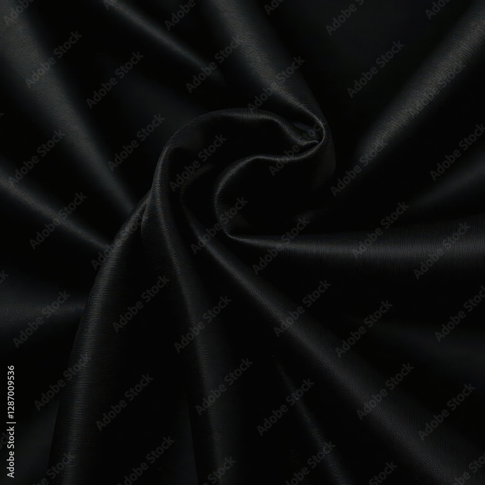 Fototapeta premium Luxurious black silk, subtle sheen, minimal wrinkles, fold, design, premium