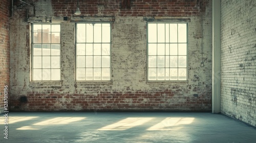 Loft interior with brick wall  Authentic factory setting
