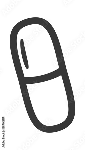 Capsule pill dosage black-and-white doodle