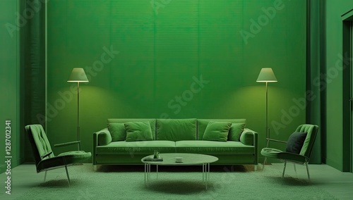 Emerald green living room interior design