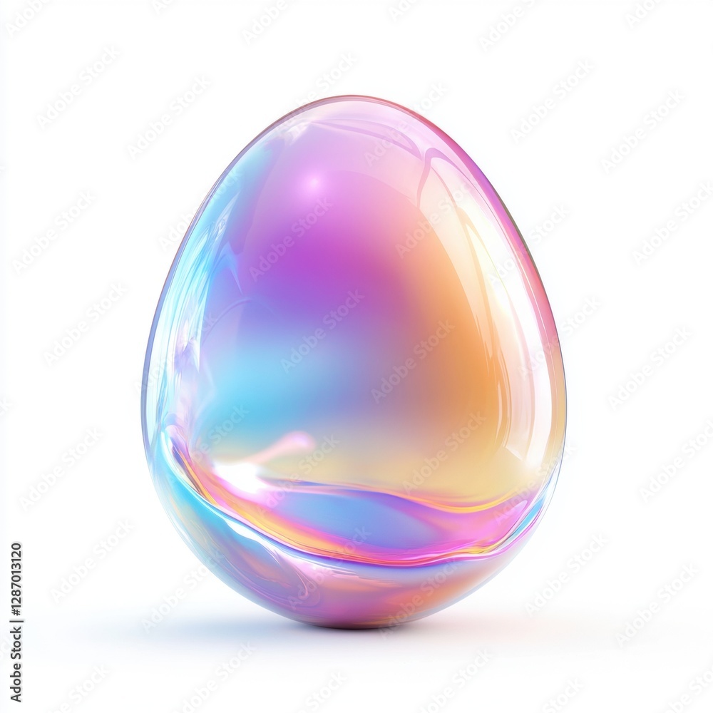 Obraz premium Easter egg made of transparent soap bubble isolated on white background