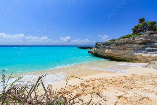 Beautiful Caribbean sea Playacar Beach in Playa del Carmen, Mexico. photo