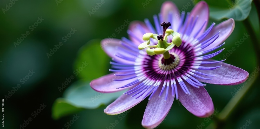Intricate details of a single violet passion flower showcasing its unique flower structure and colors , passionflower, botanical, flower Intricate details of a single violet passion flower showcasing its unique flower structure and colors , passionflower, botanical, flower