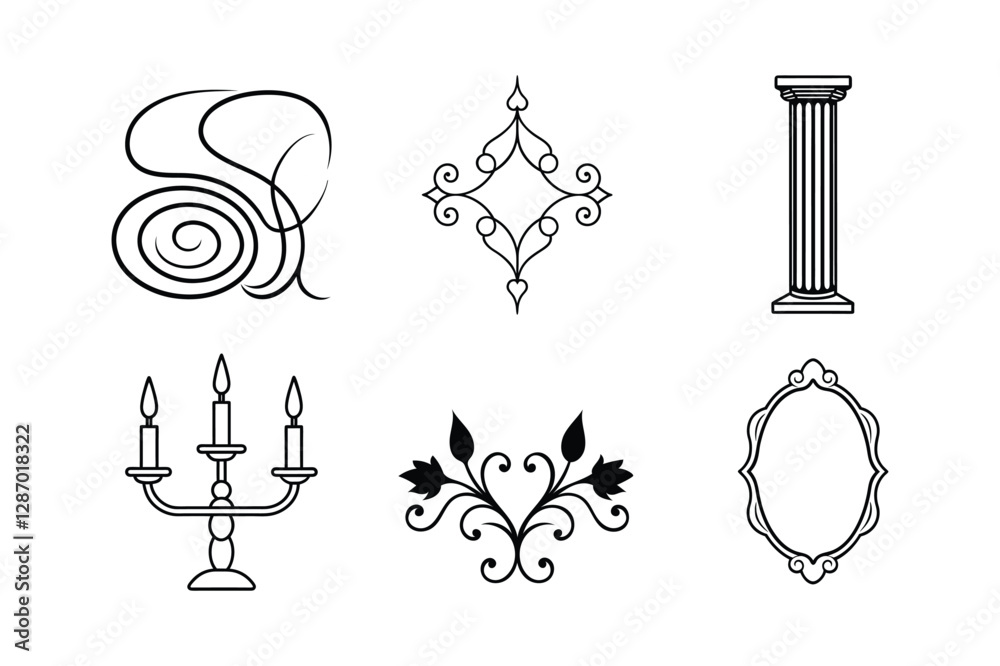 Naklejka premium Set of The king's household furnishings,lemp, ornament ,vector , 