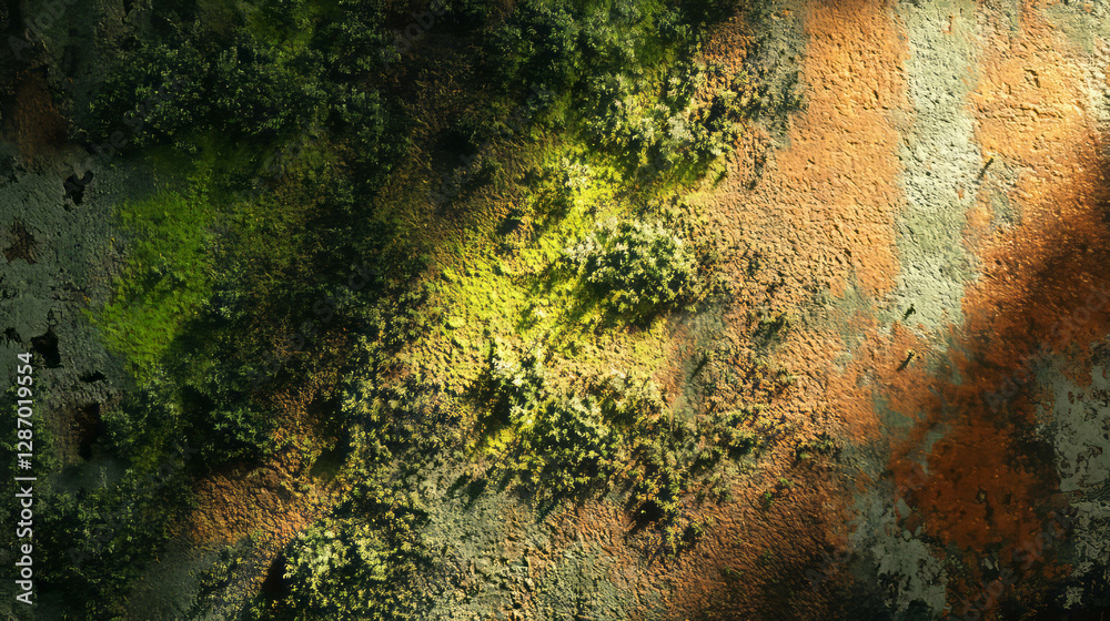 Copper and moss texture with dark green and light highlights for artistic backgrounds Copper and moss texture with dark green and light highlights for artistic backgrounds