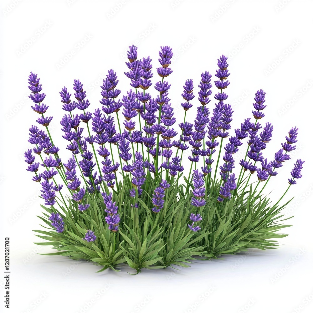 Fototapeta premium Lavender bush isolated on white background