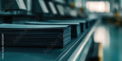 Enveloping machine at the lettershop prepare and process letters or mailings. Post office or print shop. Lettershop or bookbinder manufacture. 