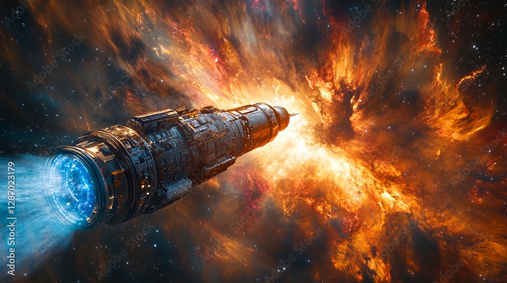 Spaceship Travels Through an Exploding Nebula, Showcasing the Beauty and Power of Cosmic Phenomena in Deep Space Exploration Spaceship Travels Through an Exploding Nebula, Showcasing the Beauty and Power of Cosmic Phenomena in Deep Space Exploration
