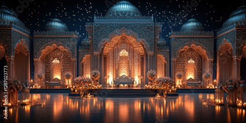 Opulent Palace Wedding Stage: A Night of Enchantment