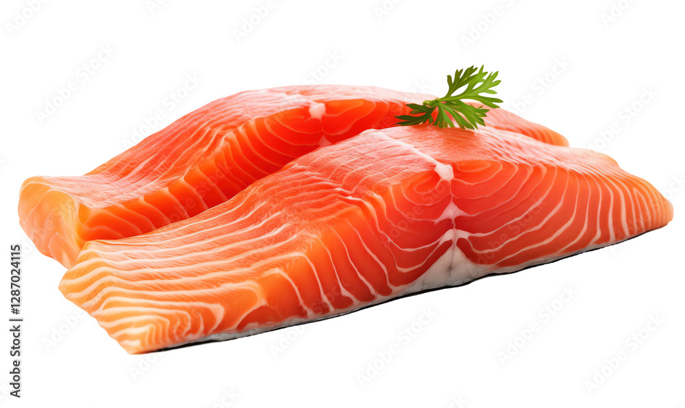 Isolated Raw Salmon Fillets Isolated Raw Salmon Fillets