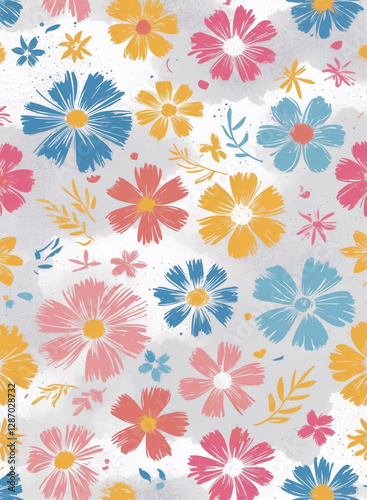 Wallpaper Mural seamless background with flowers Torontodigital.ca