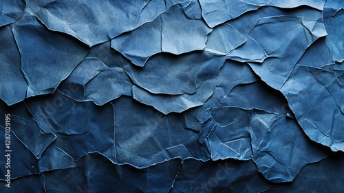 Wallpaper Mural Abstract texture of irregular intersecting ribbed blue paper for artistic design Torontodigital.ca