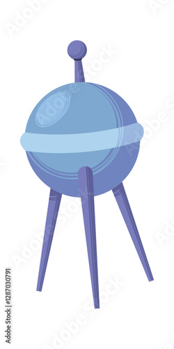 Spherical satellite cosmic spaceship flying