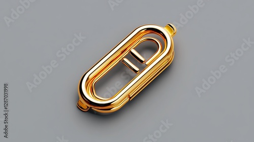 Gold Oval Metal Clasp: Detailed Product Shot AI Generated photo