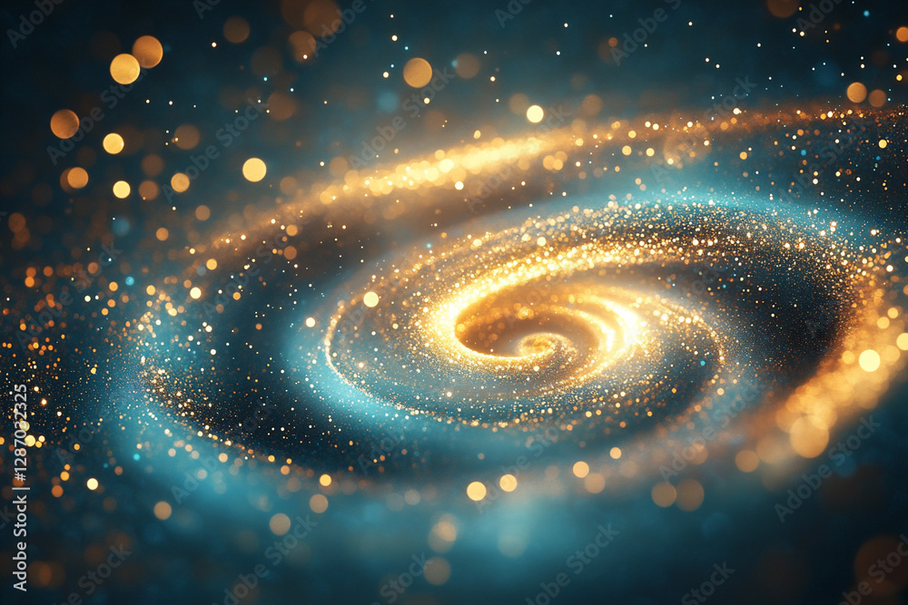 Vortex of Cosmic Energy Featuring Luminous Spirals in a Deep Space Setting Filled With Radiant Particles Vortex of Cosmic Energy Featuring Luminous Spirals in a Deep Space Setting Filled With Radiant Particles