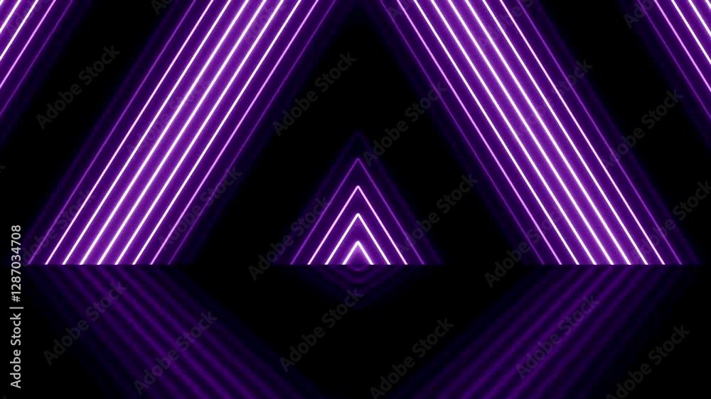 Neon Triangle Tunnel – Futuristic Purple Light Design