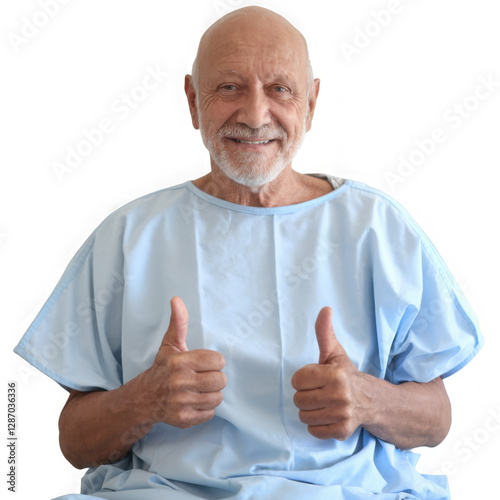 Patient doing a thumbs up hand gesture
