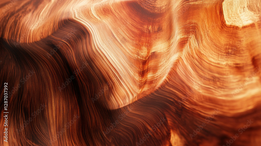 Obraz premium Rich mahogany wood texture with reddish brown waves for interior design and decor