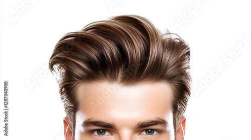 Stylish Men's Haircut Design Isolated on White Background
