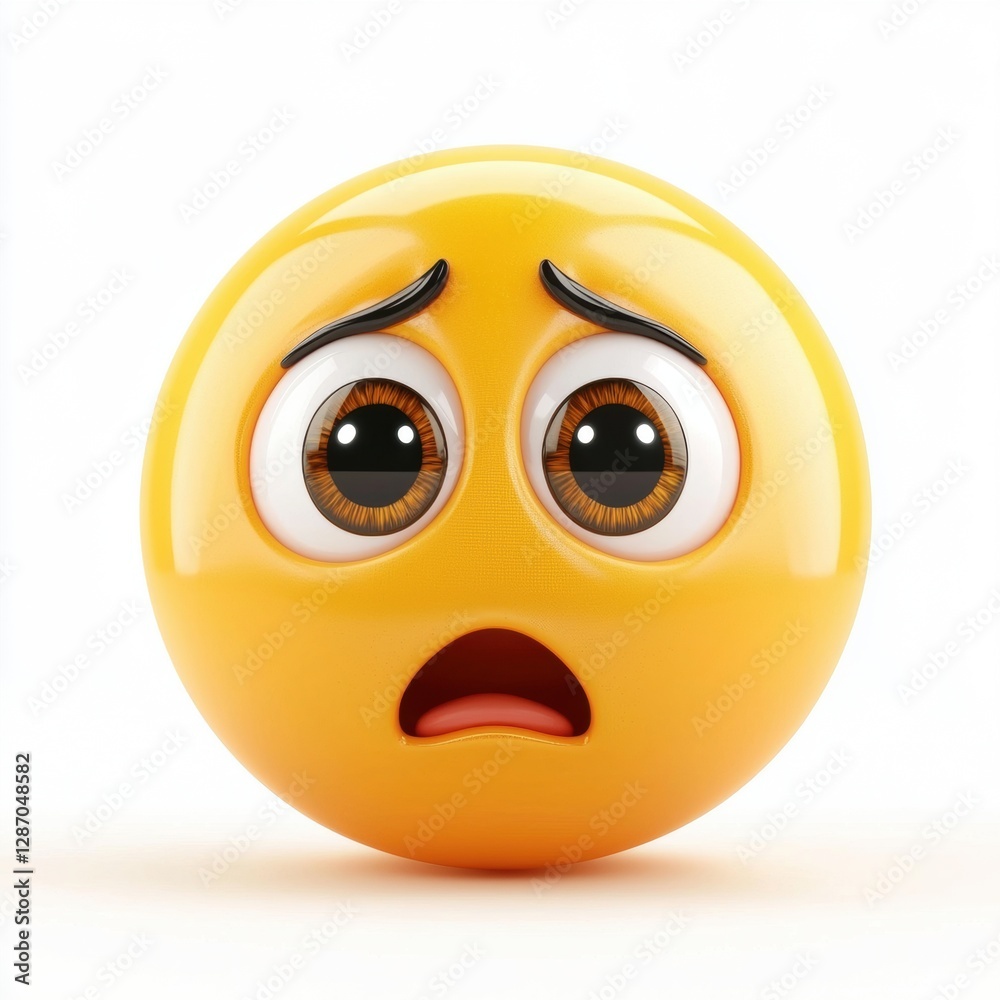 Pleading emoji with big puppy eyes isolated on white background Pleading emoji with big puppy eyes isolated on white background